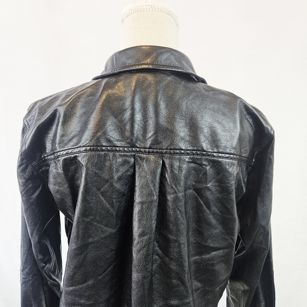 Good American Faux Leather Cropped Buttondown Shirt size Small - Picture 12 of 14